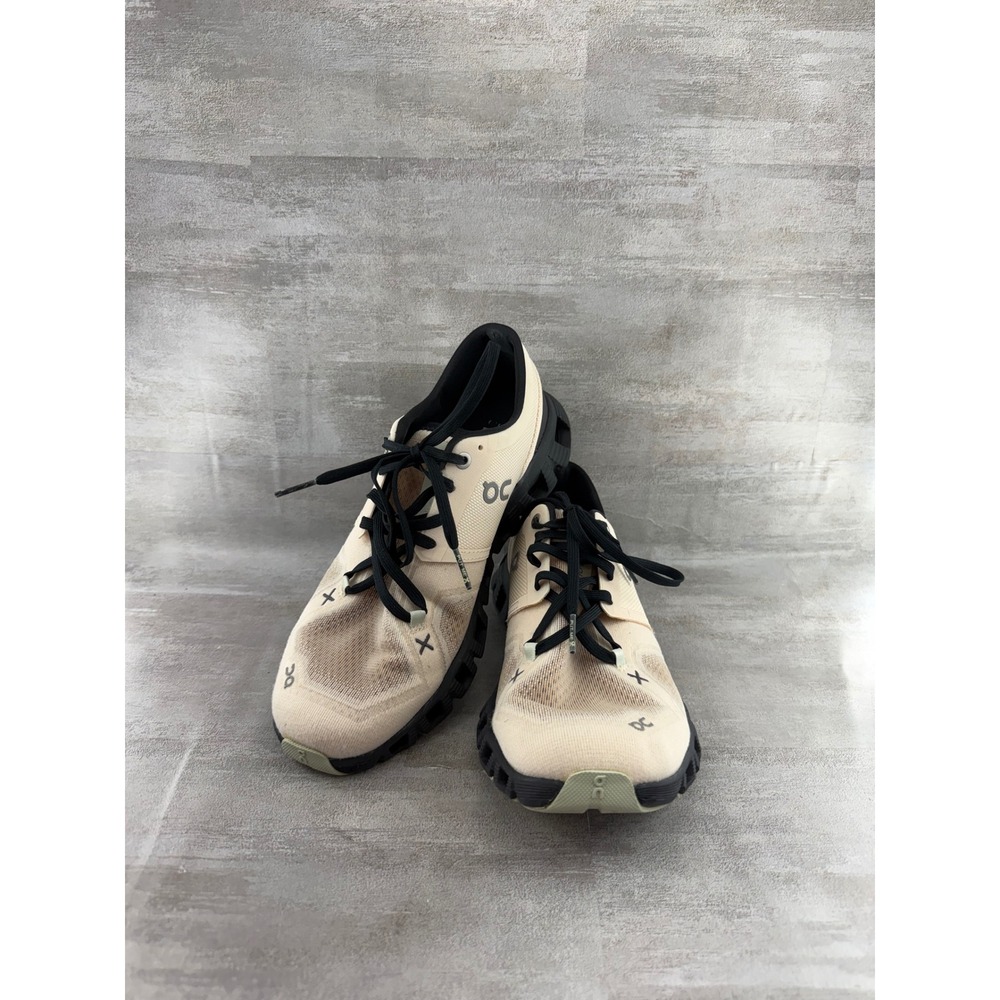 On Cloud x 3 Running Shoes Ivory Black Women Sz 7.5 60.98694 Athletic Sneakers